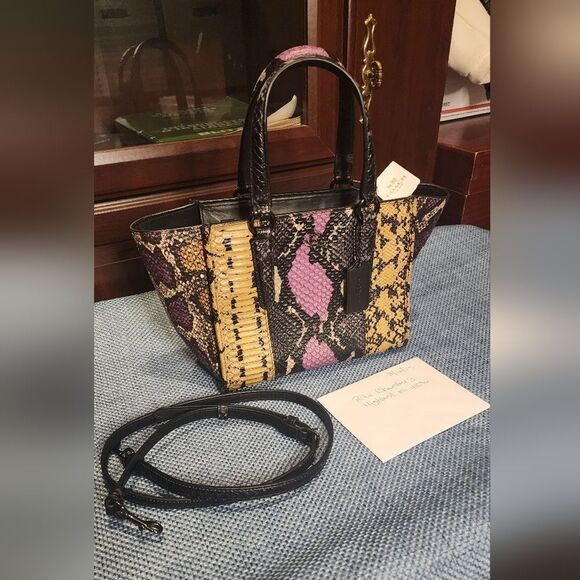 New Limited Edition Coach Python Skin Mini Tote - Picture 1 of 9
